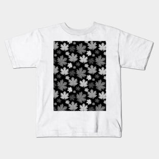 Black and white leaves pattern Kids T-Shirt